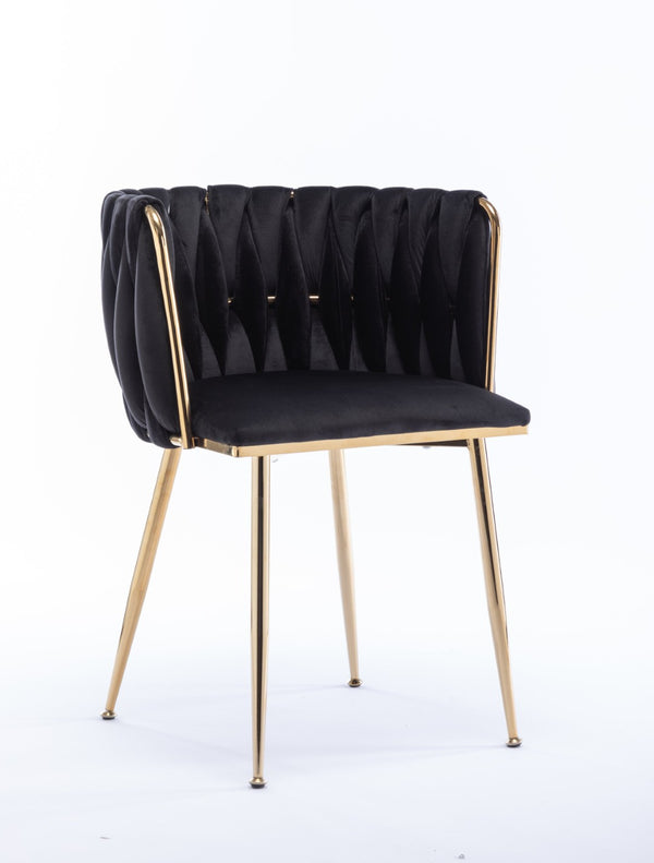 English Elm Modern Velvet Dining Chair Set of 2 with Gold Legs and High Density Foam Cushion W1249P481773