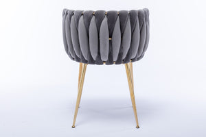 English Elm Modern Glam Velvet Dining Chairs with Gold Metal Frame for Stylish Gathering Spaces Set of 2 Grey W1249P481820