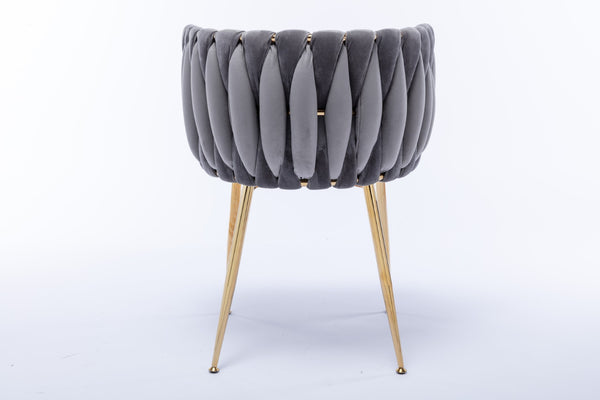 English Elm Modern Glam Velvet Dining Chairs with Gold Metal Frame for Stylish Gathering Spaces Set of 2 Grey W1249P481820