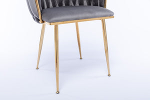 English Elm Modern Glam Velvet Dining Chairs with Gold Metal Frame for Stylish Gathering Spaces Set of 2 Grey W1249P481820