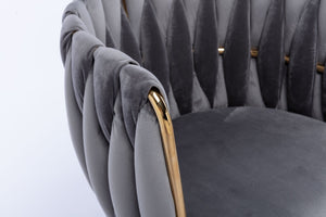 English Elm Modern Glam Velvet Dining Chairs with Gold Metal Frame for Stylish Gathering Spaces Set of 2 Grey W1249P481820
