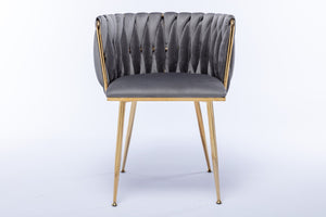 English Elm Modern Glam Velvet Dining Chairs with Gold Metal Frame for Stylish Gathering Spaces Set of 2 Grey W1249P481820