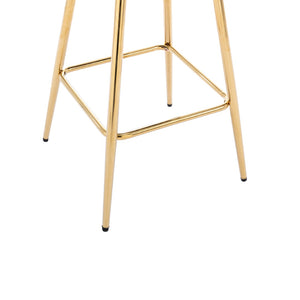 English Elm 30 Inch Velvet Barstools Set of 2 with Gold Legs Chrome Footrest Glam Kitchen Seating W1249P485231