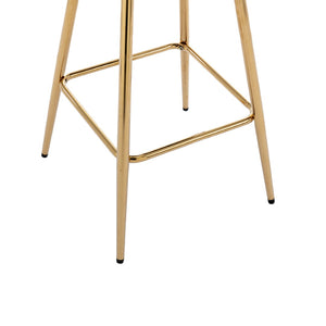 English Elm 30 Inch Velvet Barstools Set of 2 with Gold Legs and Chrome Footrest for Kitchen Island W1249P485234