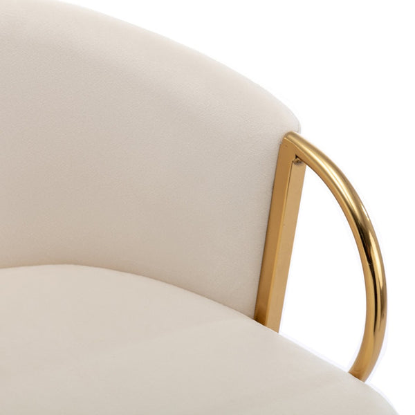 English Elm 30 Inch Velvet Barstools Set of 2 with Gold Legs and Chrome Footrest for Kitchen Island W1249P485234