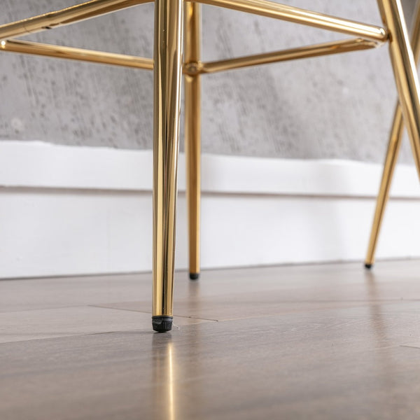 English Elm 30 Inch Velvet Barstools Set of 2 with Gold Legs and Chrome Footrest for Kitchen Island W1249P485234