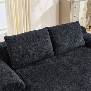 English Elm 67-inch Corduroy Floor Sofa Memory Foam Frameless Lounge with Side Storage Pockets Black W1249P505837