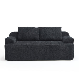 English Elm 67-inch Corduroy Floor Sofa Memory Foam Frameless Lounge with Side Storage Pockets Black W1249P505837