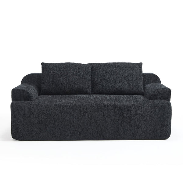 English Elm 67-inch Corduroy Floor Sofa Memory Foam Frameless Lounge with Side Storage Pockets Black W1249P505837