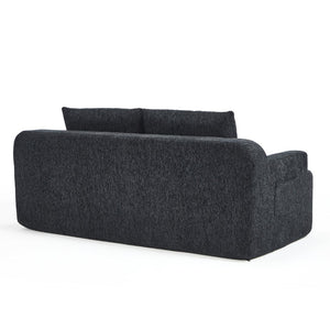 English Elm 67-inch Corduroy Floor Sofa Memory Foam Frameless Lounge with Side Storage Pockets Black W1249P505837