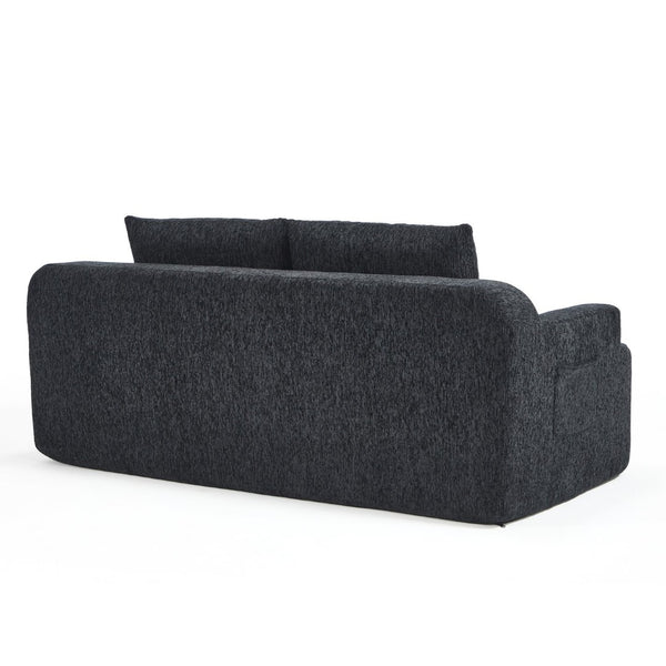 English Elm 67-inch Corduroy Floor Sofa Memory Foam Frameless Lounge with Side Storage Pockets Black W1249P505837