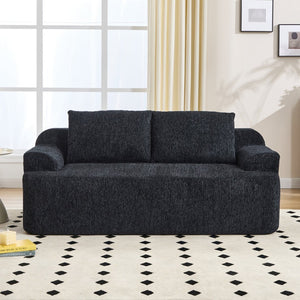 English Elm 67-inch Corduroy Floor Sofa Memory Foam Frameless Lounge with Side Storage Pockets Black W1249P505837