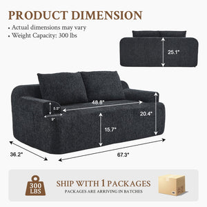 English Elm 67-inch Corduroy Floor Sofa Memory Foam Frameless Lounge with Side Storage Pockets Black W1249P505837