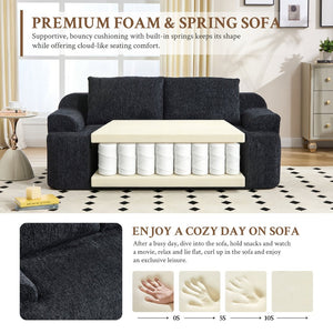 English Elm 67-inch Corduroy Floor Sofa Memory Foam Frameless Lounge with Side Storage Pockets Black W1249P505837