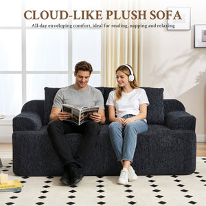 English Elm 67-inch Corduroy Floor Sofa Memory Foam Frameless Lounge with Side Storage Pockets Black W1249P505837
