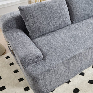 English Elm 67-inch Corduroy Floor Sofa Memory Foam Frameless Lounge with Side Storage Pockets Grey W1249P505846