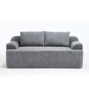 English Elm 67-inch Corduroy Floor Sofa Memory Foam Frameless Lounge with Side Storage Pockets Grey W1249P505846