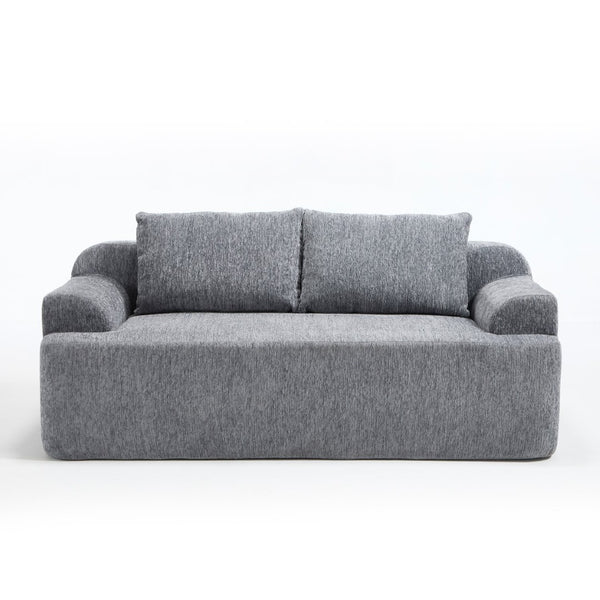 English Elm 67-inch Corduroy Floor Sofa Memory Foam Frameless Lounge with Side Storage Pockets Grey W1249P505846