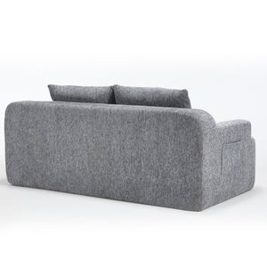 English Elm 67-inch Corduroy Floor Sofa Memory Foam Frameless Lounge with Side Storage Pockets Grey W1249P505846