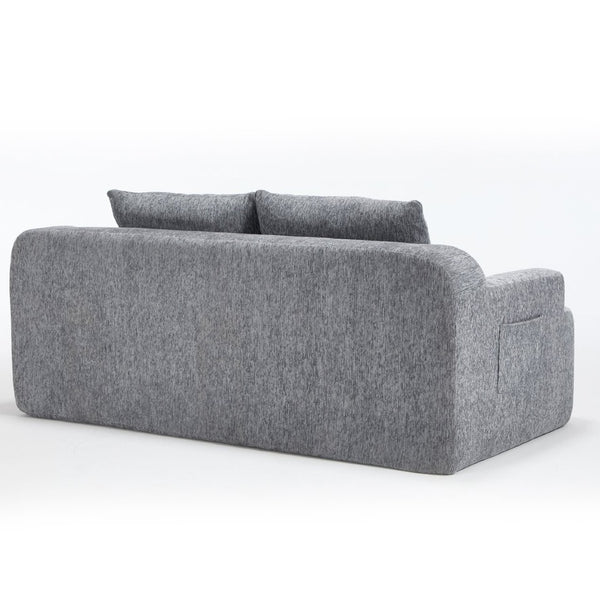 English Elm 67-inch Corduroy Floor Sofa Memory Foam Frameless Lounge with Side Storage Pockets Grey W1249P505846