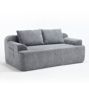 English Elm 67-inch Corduroy Floor Sofa Memory Foam Frameless Lounge with Side Storage Pockets Grey W1249P505846