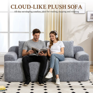English Elm 67-inch Corduroy Floor Sofa Memory Foam Frameless Lounge with Side Storage Pockets Grey W1249P505846