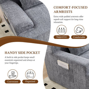 English Elm 67-inch Corduroy Floor Sofa Memory Foam Frameless Lounge with Side Storage Pockets Grey W1249P505846