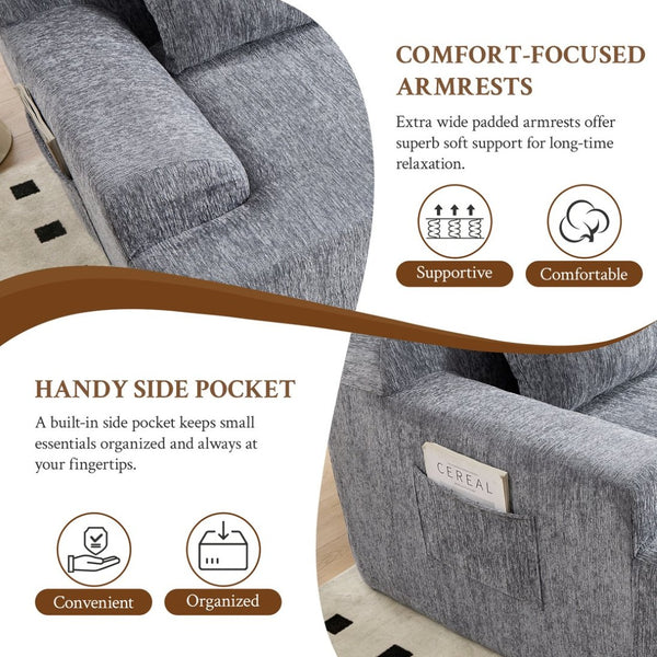 English Elm 67-inch Corduroy Floor Sofa Memory Foam Frameless Lounge with Side Storage Pockets Grey W1249P505846