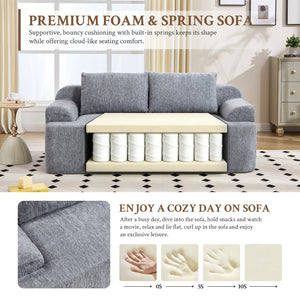 English Elm 67-inch Corduroy Floor Sofa Memory Foam Frameless Lounge with Side Storage Pockets Grey W1249P505846