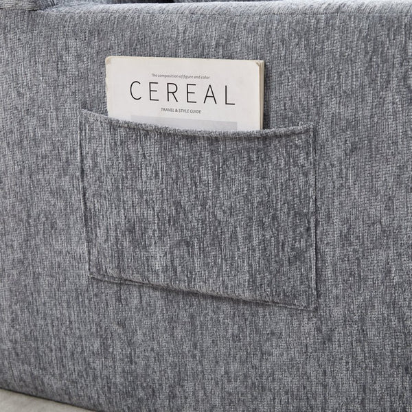 English Elm 67-inch Corduroy Floor Sofa Memory Foam Frameless Lounge with Side Storage Pockets Grey W1249P505846