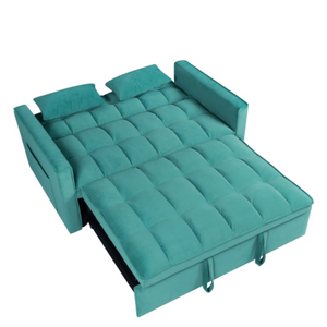 English Elm 55 Inch Convertible Velvet Sleeper Sofa with S-spring Support for Small Spaces W1278P248526