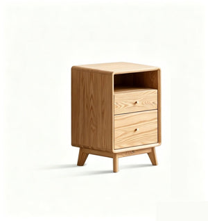 English Elm Solid Oak Two Drawer Nightstand Compact Freestanding Cabinet for Bedroom Living Room W1283104089