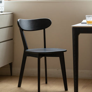 English Elm (set of 2) Solid Oak Dining Chairs Fas Grade Ergonomic Curved Back Modern Farmhouse Black W1283P536048