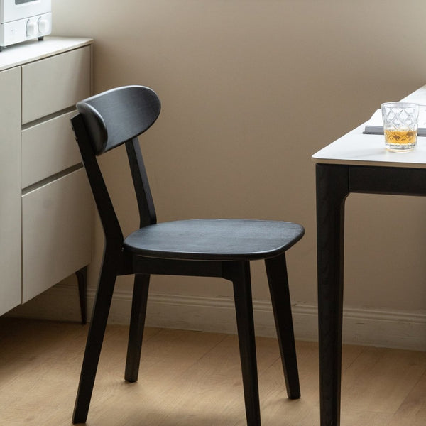English Elm (set of 2) Solid Oak Dining Chairs Fas Grade Ergonomic Curved Back Modern Farmhouse Black W1283P536048