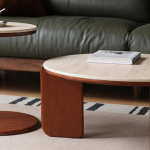 English Elm Elevating Solid Oak and Sintered Stone Coffee Table with Arched Legs and Storage Shelf W1283P546968