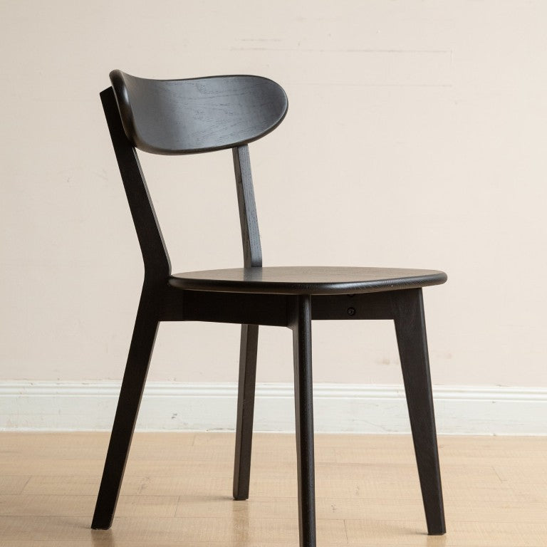 English Elm Set of 4 Solid Oak Dining Chairs FAS Grade Wood Curved Back Natural Grain Finish W1283P605047