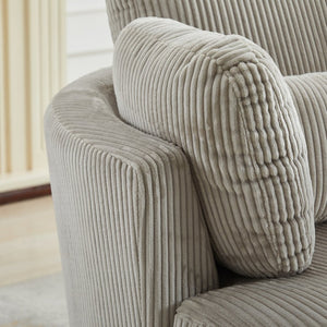 English Elm 42''w 42'w Oversized Swivel Barrel Chair Corduroy Upholstery 360 Degree Lounge Seating Light Gray W1298P199186