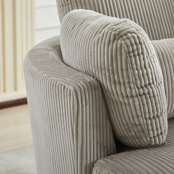 English Elm 42''w 42'w Oversized Swivel Barrel Chair Corduroy Upholstery 360 Degree Lounge Seating Light Gray W1298P199186