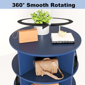 English Elm Blue Rotating Shoe Cabinet 7 Tier Spinning Organizer for Entryway Closet 28 Pairs W1320P165030