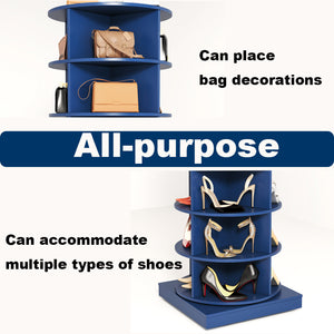 English Elm Blue Rotating Shoe Cabinet 7 Tier Spinning Organizer for Entryway Closet 28 Pairs W1320P165030
