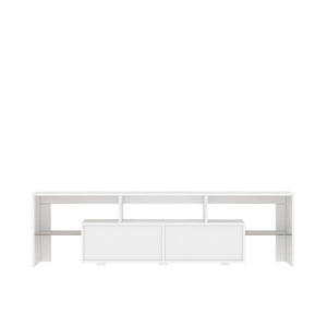 English Elm High Gloss White Tv Console with Led Ambiance Lighting and Concealed Media Storage W1321126651