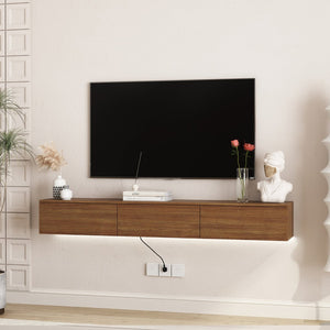 English Elm Floating Wall Mounted Tv Stand with 16 Color Led Lights for Living Room up to 65 Inch W1321P374134