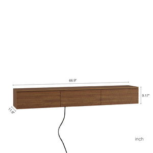English Elm Floating Wall Mounted Tv Stand with 16 Color Led Lights for Living Room up to 65 Inch W1321P374134
