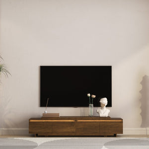 English Elm Modern Low Profile Media Console with Led Lighting Open Shelf Living Room Storage W1321P474620