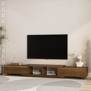 English Elm Modern Low Profile Media Console with Led Lighting Open Shelf Living Room Storage W1321P474620