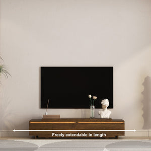 English Elm Modern Low Profile Media Console with Led Lighting Open Shelf Living Room Storage W1321P474620