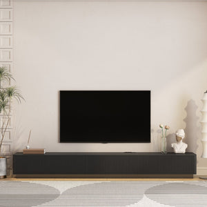 English Elm Modern Led Media Console Low Profile Wood Tv Stand with Ambient Lighting for Living Room Black W1321P474621