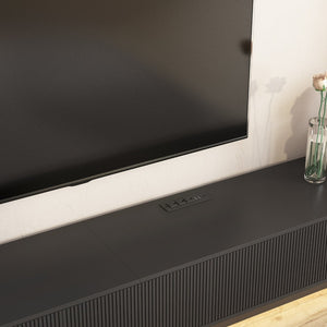 English Elm Modern Led Media Console Low Profile Wood Tv Stand with Ambient Lighting for Living Room Black W1321P474621