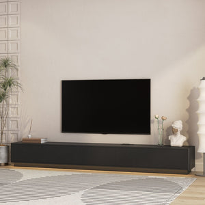 English Elm Modern Led Media Console Low Profile Wood Tv Stand with Ambient Lighting for Living Room Black W1321P474621