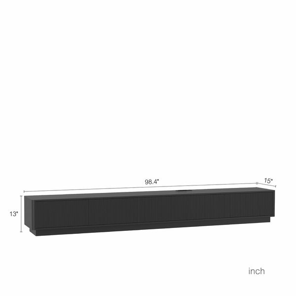 English Elm Modern Led Media Console Low Profile Wood Tv Stand with Ambient Lighting for Living Room Black W1321P474621